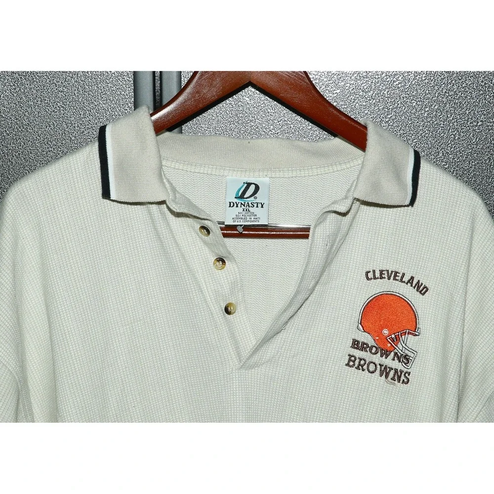 Vintage Dynasty Cleveland Browns Polo Shirt Men's XXL, Light Tan